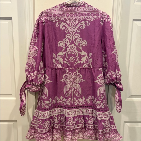 Lilac Sweet Garden Mini Dress - Farm Rio - Size Large - Picture 5 of 6